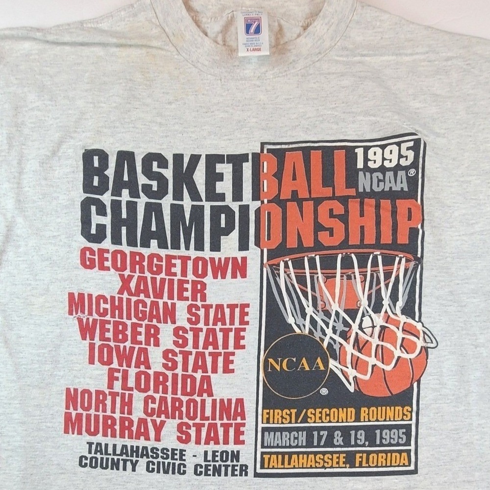 Vintage 1995 NCAA Basketball Championship Logo 7‎ Shirt Mens XL Heather Gray